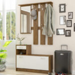 Έπιπλο εισόδου Jamie   καρυδί-λευκό 100x27,5x187εκ-PK173-000022 - Image 3
