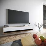 Έπιπλο τηλεόρασης επιτοίχιο Handra   λευκό-oak 180x31,5x29,5εκ-PK176-000002 - Image 2