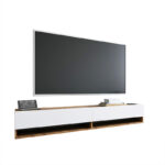 Έπιπλο τηλεόρασης επιτοίχιο Handra   λευκό-oak 180x31,5x29,5εκ-PK176-000002