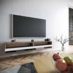Έπιπλο τηλεόρασης επιτοίχιο Handra   λευκό-oak 180x31,5x29,5εκ-PK176-000002 - Image 3