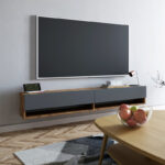 Έπιπλο τηλεόρασης επιτοίχιο Handra   ανθρακί-oak 180x31,5x29,5εκ-PK176-000003 - Image 2