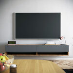 Έπιπλο τηλεόρασης επιτοίχιο Handra   ανθρακί-oak 180x31,5x29,5εκ-PK176-000003 - Image 3