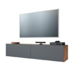 Έπιπλο τηλεόρασης επιτοίχιο Dello   ανθρακί-oak 140x31,5x29,5εκ-PK176-000005
