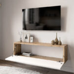 Έπιπλο τηλεόρασης επιτοίχιο Serit   λευκό-oak 100x31,5x29,5εκ-PK176-000006 - Image 3