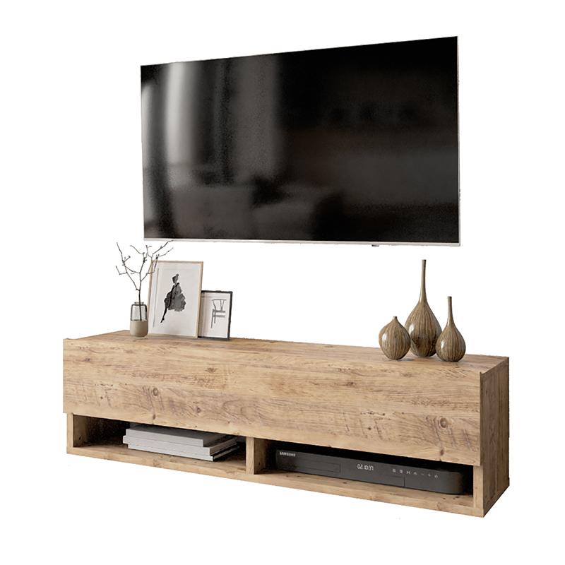 176-000007 Έπιπλο τηλεόρασης επιτοίχιο Roscoe oak 100x31,5x29,5εκ-PK176-000007 - Image 1