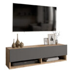Έπιπλο τηλεόρασης επιτοίχιο Roscoe   ανθρακί-oak 100x31,5x29εκ-PK176-000022