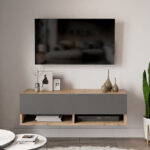 Έπιπλο τηλεόρασης επιτοίχιο Roscoe   ανθρακί-oak 100x31,5x29εκ-PK176-000022 - Image 3