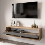 Έπιπλο τηλεόρασης επιτοίχιο Roscoe   ανθρακί-oak 100x31,5x29εκ-PK176-000022 - Image 4