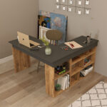 Γραφείο γωνιακό Rosaline   ανθρακί-oak 120x129x72εκ-PK176-000024 - Image 3