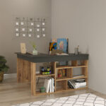Γραφείο γωνιακό Rosaline   ανθρακί-oak 120x129x72εκ-PK176-000024 - Image 4