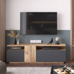 Έπιπλο τηλεόρασης Elana   sonoma-ανθρακί 150x29.5x46.3εκ-PK176-000054 - Image 3