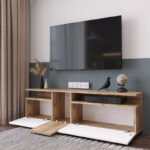 Έπιπλο τηλεόρασης Elana   sonoma-λευκό 150x29.5x46.3εκ-PK176-000055 - Image 2