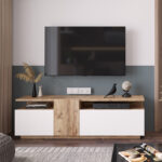 Έπιπλο τηλεόρασης Elana   sonoma-λευκό 150x29.5x46.3εκ-PK176-000055 - Image 3