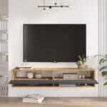 Έπιπλο τηλεόρασης επιτοίχιο Roscoe   ανθρακί-sonoma 140x31.6x29.6εκ-PK176-000064 - Image 2
