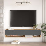 Έπιπλο τηλεόρασης επιτοίχιο Roscoe   ανθρακί-sonoma 140x31.6x29.6εκ-PK176-000064 - Image 4