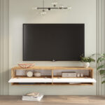 Έπιπλο τηλεόρασης επιτοίχιο Roscoe   λευκό-sonoma 140x31.6x29.6εκ-PK176-000065 - Image 2
