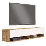 Έπιπλο τηλεόρασης επιτοίχιο Roscoe   λευκό-sonoma 140x31.6x29.6εκ-PK176-000065