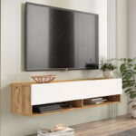 Έπιπλο τηλεόρασης επιτοίχιο Roscoe   λευκό-sonoma 140x31.6x29.6εκ-PK176-000065 - Image 3