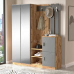 Έπιπλο εισόδου Doorse   μελαμίνης ανθρακί-sonoma 147.5x35x180εκ-PK176-000129 - Image 2