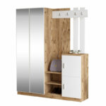 Έπιπλο εισόδου Doorse   μελαμίνης λευκό-sonoma 147.5x35x180εκ-PK176-000130