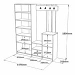 Έπιπλο εισόδου Doorse   μελαμίνης λευκό-sonoma 147.5x35x180εκ-PK176-000130 - Image 3