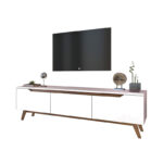 Έπιπλο τηλεόρασης Kasandra   λευκό-καρυδί 180x35x48,5εκ-PK182-000008