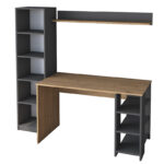 Γραφείο με βιβλιοθήκη Goldie   ανθρακί-φυσικό 160x45x161.8εκ-PK182-000048