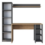 Γραφείο με βιβλιοθήκη Goldie   ανθρακί-φυσικό 160x45x161.8εκ-PK182-000048 - Image 3