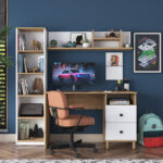 Γραφείο με βιβλιοθήκη Goldie   λευκό-φυσικό 160x50x161.8εκ-PK182-000059 - Image 4
