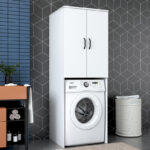 Έπιπλο πλυντηρίου Laudy   λευκό μελαμίνης 65x62.5x181.8εκ-PK182-000105 - Image 2
