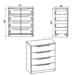 Συρταριέρα Azenor   4ων συρταριών καρυδί 72x38x83εκ-PK184-000050 - Image 3