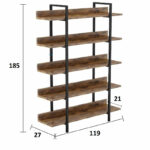Βιβλιοθήκη Almond   καρυδί-μαύρο 119x27x185εκ-PK197-000035 - Image 3