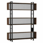 Βιβλιοθήκη Fifer   καρυδί-μαύρο 120x27x185εκ-PK197-000059