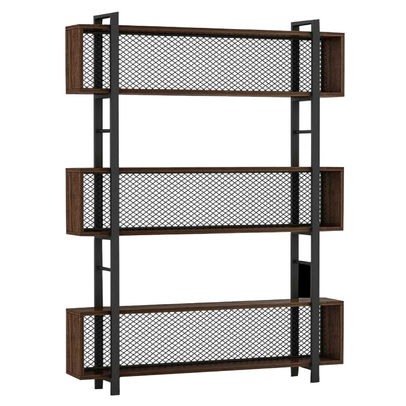 197-000059 Βιβλιοθήκη Fifer καρυδί-μαύρο 120x27x185εκ-PK197-000059 - Image 1