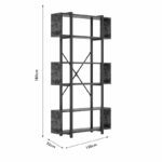 Βιβλιοθήκη Graham   καρυδί-μαύρο 120x22x185εκ-PK197-000061 - Image 4