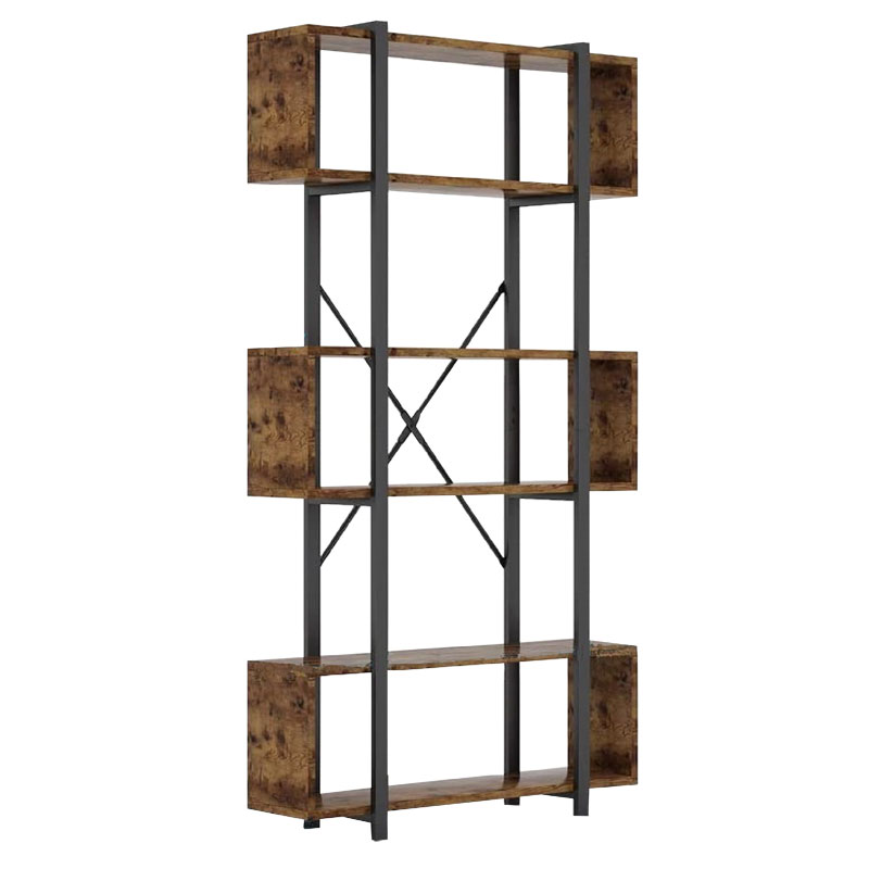 197-000061 Βιβλιοθήκη Graham καρυδί-μαύρο 120x22x185εκ-PK197-000061 - Image 1