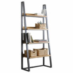 Βιβλιοθήκη Ryder   καρυδί-μαύρο 75x36x185εκ-PK197-000064