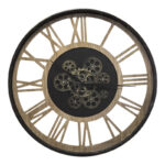 Ρολόι τοίχου Paul   μαύρο-φυσικό μέταλλο-mdf Φ57x6εκ-PK199-000554
