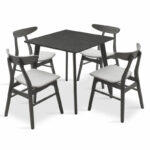 Tραπεζαρία Benson - Orlean   σετ 5τμχ rustic grey - ύφασμα γκρι 80x80x75εκ-PK200-000179