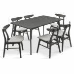 Tραπεζαρία Benson - Orlean   σετ 7τμχ rustic grey - ύφασμα γκρι 150x90x75εκ-PK200-000191