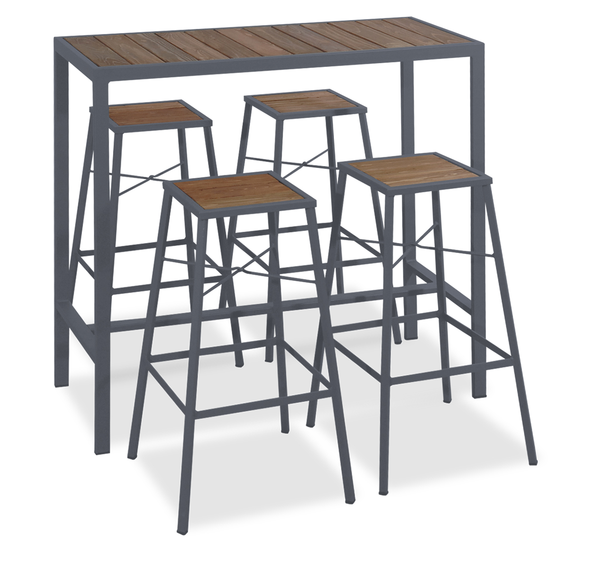 223951-gkri-galvanismeni-trapezaria-mpar-set-5-temaxion-116-x-50-x-106cm Γκρί Γαλβανισμένη Τραπεζαρία Μπάρ Σέτ 5 Τεμαχίων 116 x 50 x 106(h)cm-L223951 - Image 1