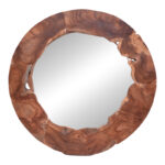 Καθρέπτης Crest Inart φυσικό μασίφ ξύλο teak Φ80x4εκ-PK315-000023