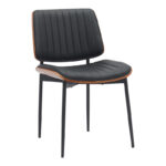 Καρέκλα Kathy   μαύρο pu-καρυδί μέταλλο 51x58x81εκ-PK332-000009