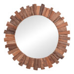 Καθρέπτης Rounder   teak ξύλο σε φυσική απόχρωση Φ100x5εκ-PK338-000009
