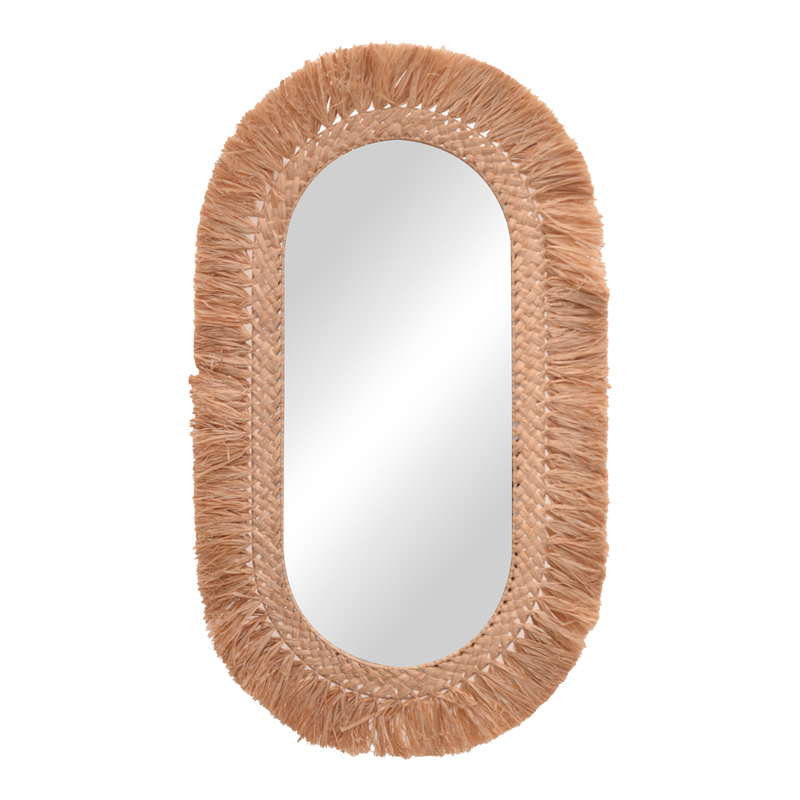339-000024 Καθρέπτης Bohnile Inart sisal σε φυσικό χρώμα 70x4x120εκ-PK339-000024 - Image 1