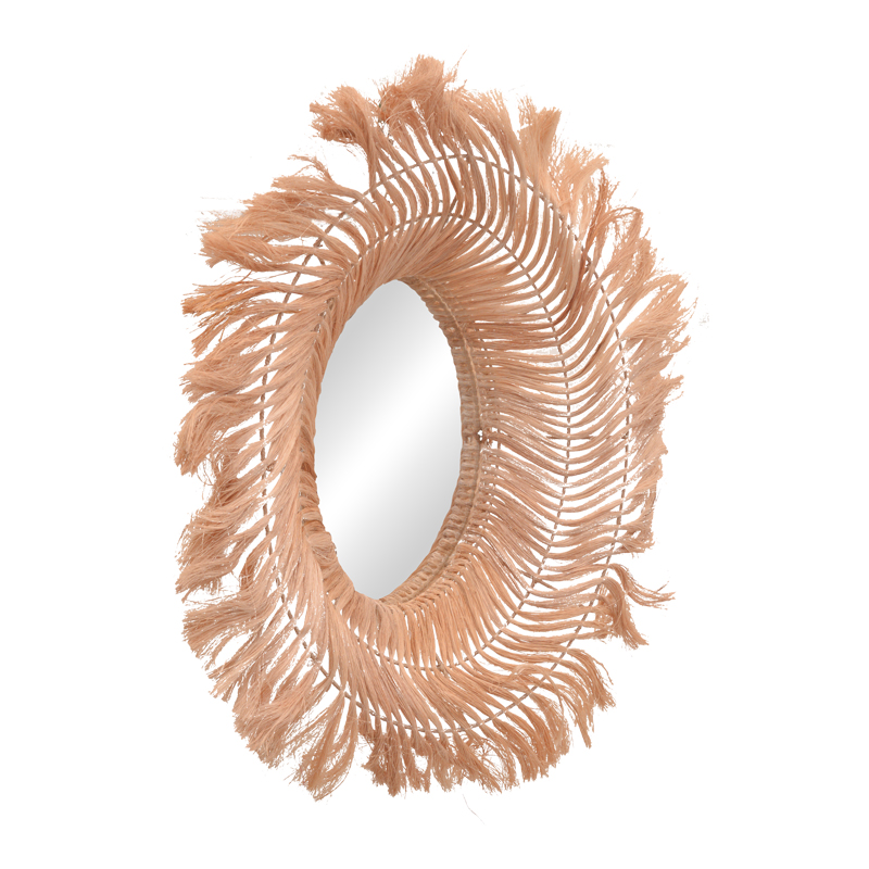 339-000033 Καθρέπτης Tolle Inart abaca σε φυσικό χρώμα 65x85x17εκ-PK339-000033 - Image 1