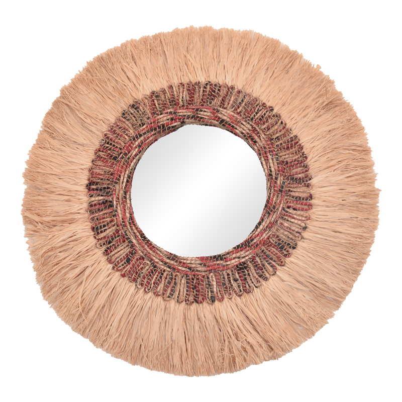 339-000034 Καθρέπτης Paranome Inart sisal και abaca σε φυσικό χρώμα Φ115x4εκ-PK339-000034 - Image 1