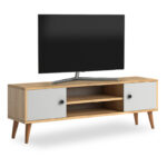 Έπιπλο τηλεόρασης Parma Megapap από μελαμίνη χρώμα white - oak 120x30x40εκ. - GP022-0071,1