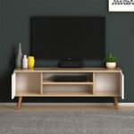 Έπιπλο τηλεόρασης Parma Megapap από μελαμίνη χρώμα white - oak 120x30x40εκ. - GP022-0071,1 - Image 2
