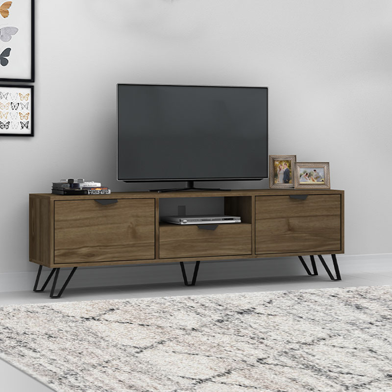 GP028-00352-0 Έπιπλο τηλεόρασης Jasmine Megapap από μελαμίνη χρώμα καρυδί 170x35x50εκ. - GP028-0035,2 - Image 1